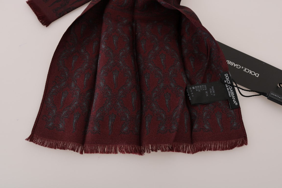 Silk Bordeaux Crown Chili Print Mens Scarf