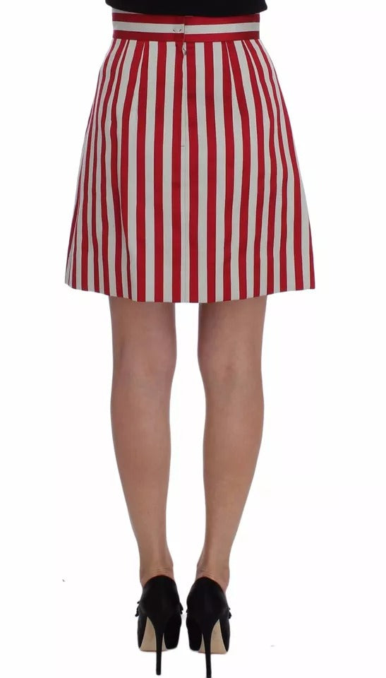 Silver Red Striped Above Knees Skirt