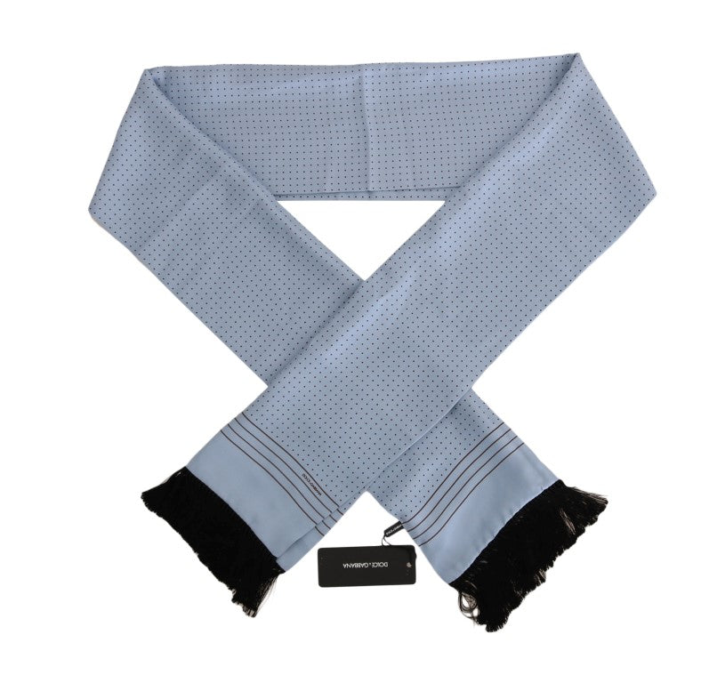 Elegante bufanda de seda azul con lunares para hombre