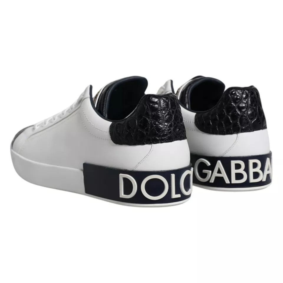 White Leather Logo Portofino Sneaker Shoes