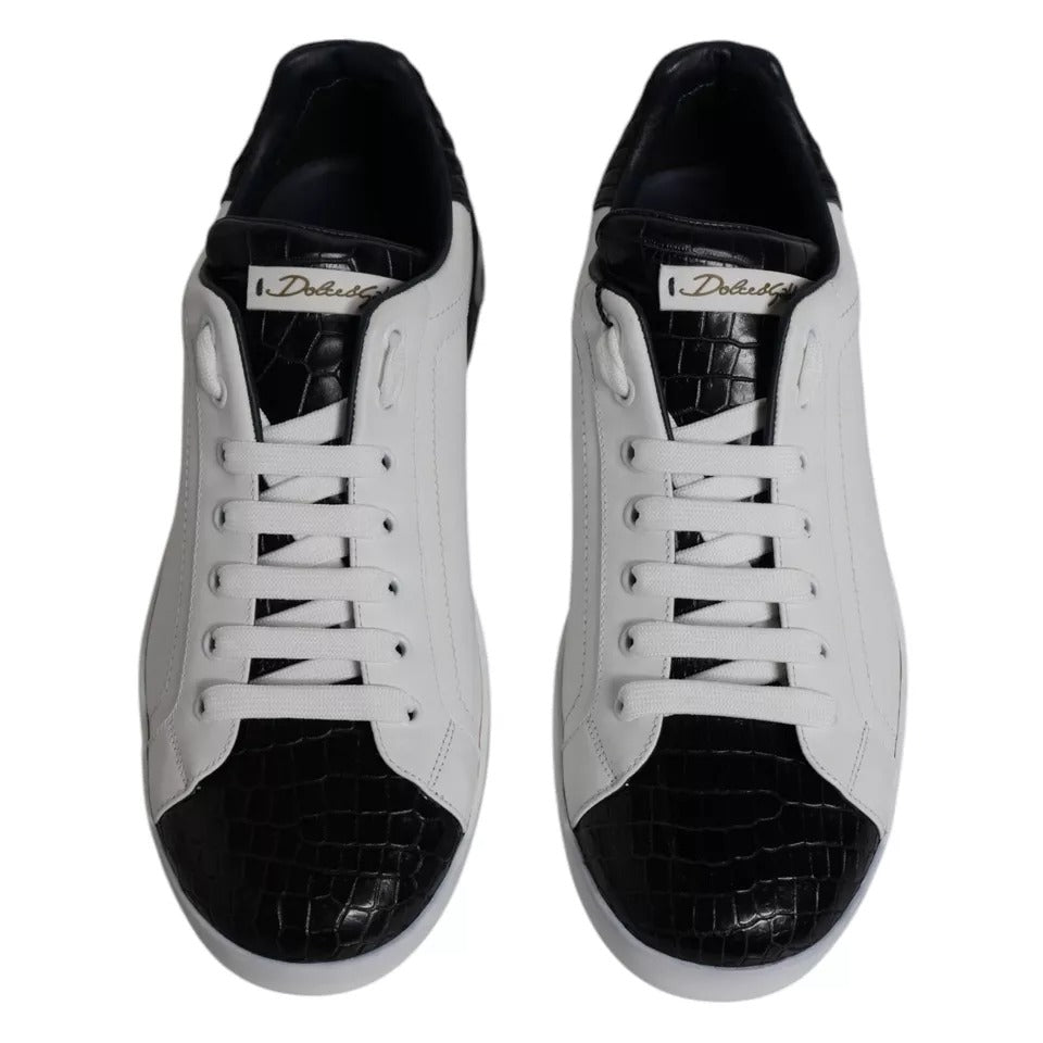 White Leather Logo Portofino Sneaker Shoes