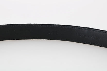 Elegant Black Cotton-Leather Men's Belt