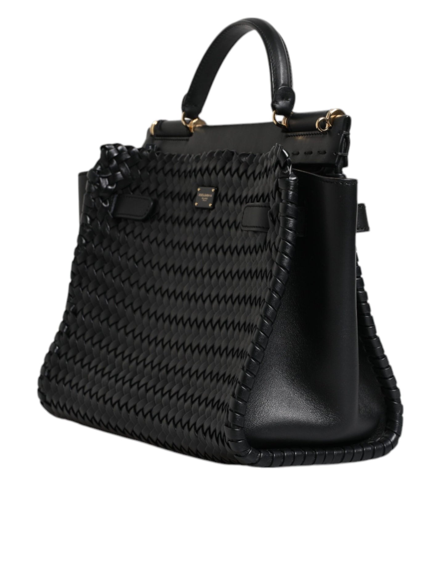 Black Leather Sicily Top Handle Shoulder Bag