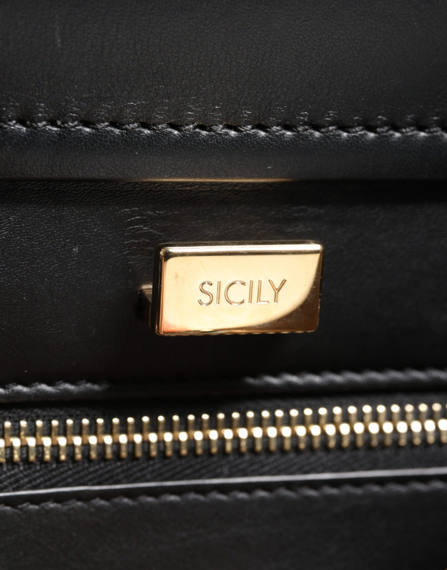 Black Brown Leather Top Handle Sicily Crossbody Bag