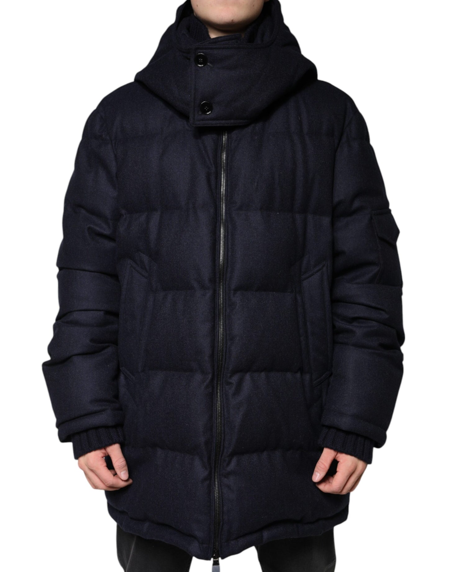 Negro de nylon con capucha Puffer Hombres Abrigo Chaqueta