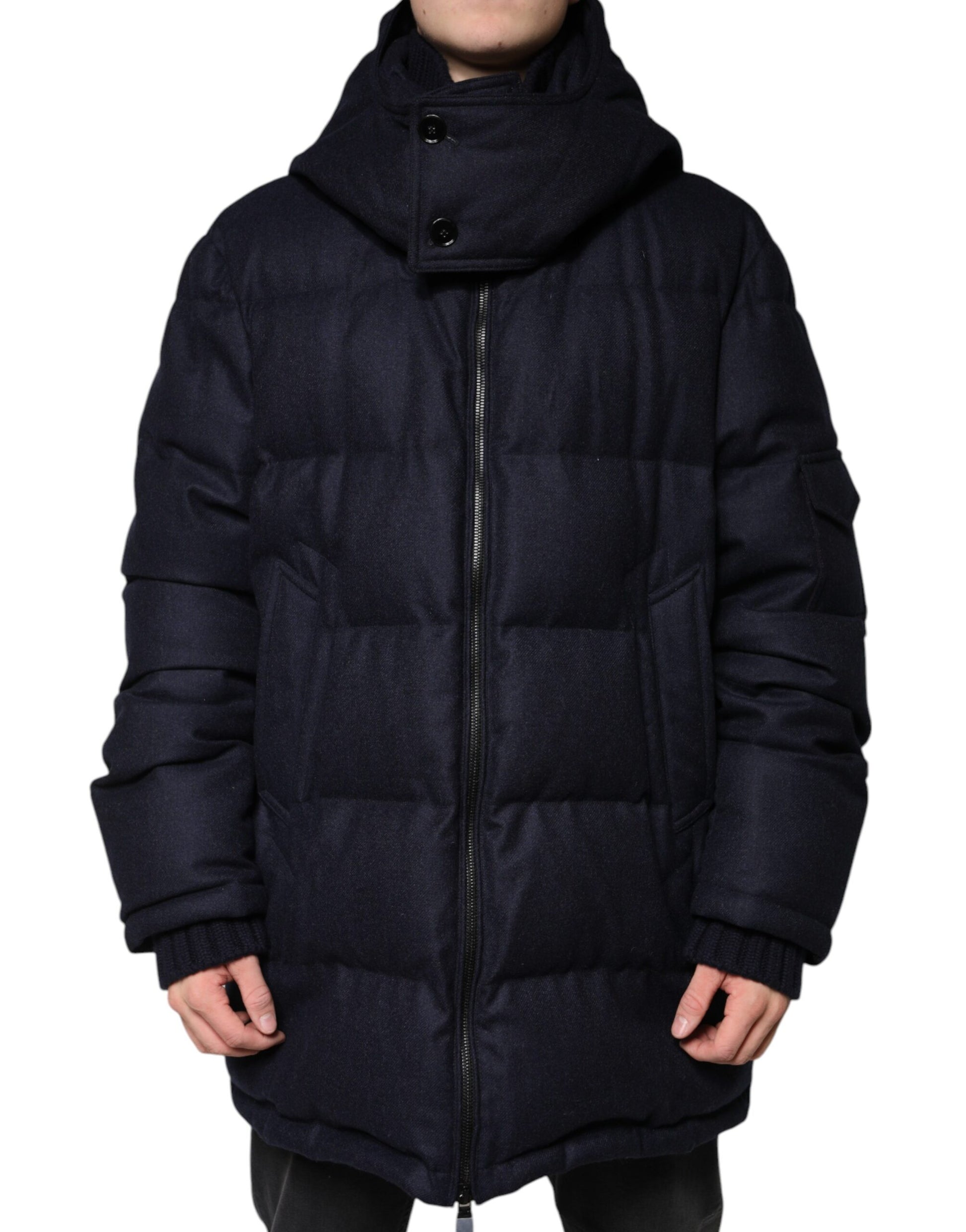 Negro de nylon con capucha Puffer Hombres Abrigo Chaqueta