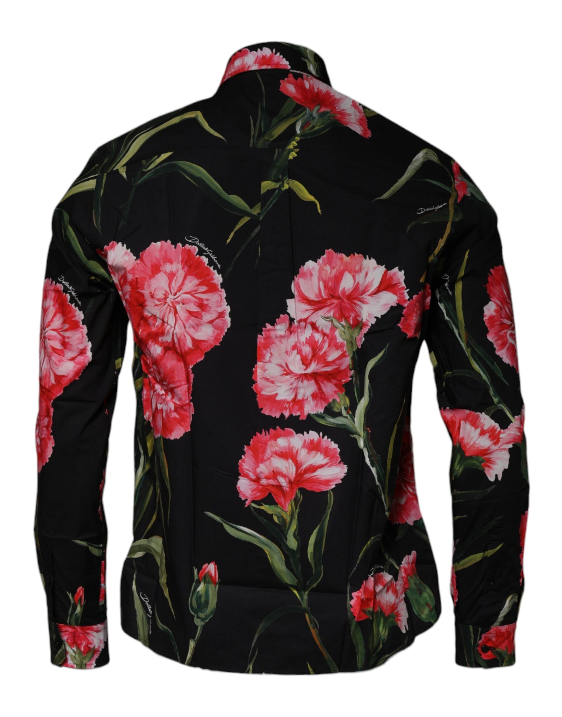 Black Floral Cotton Formal Men Dress Shirt