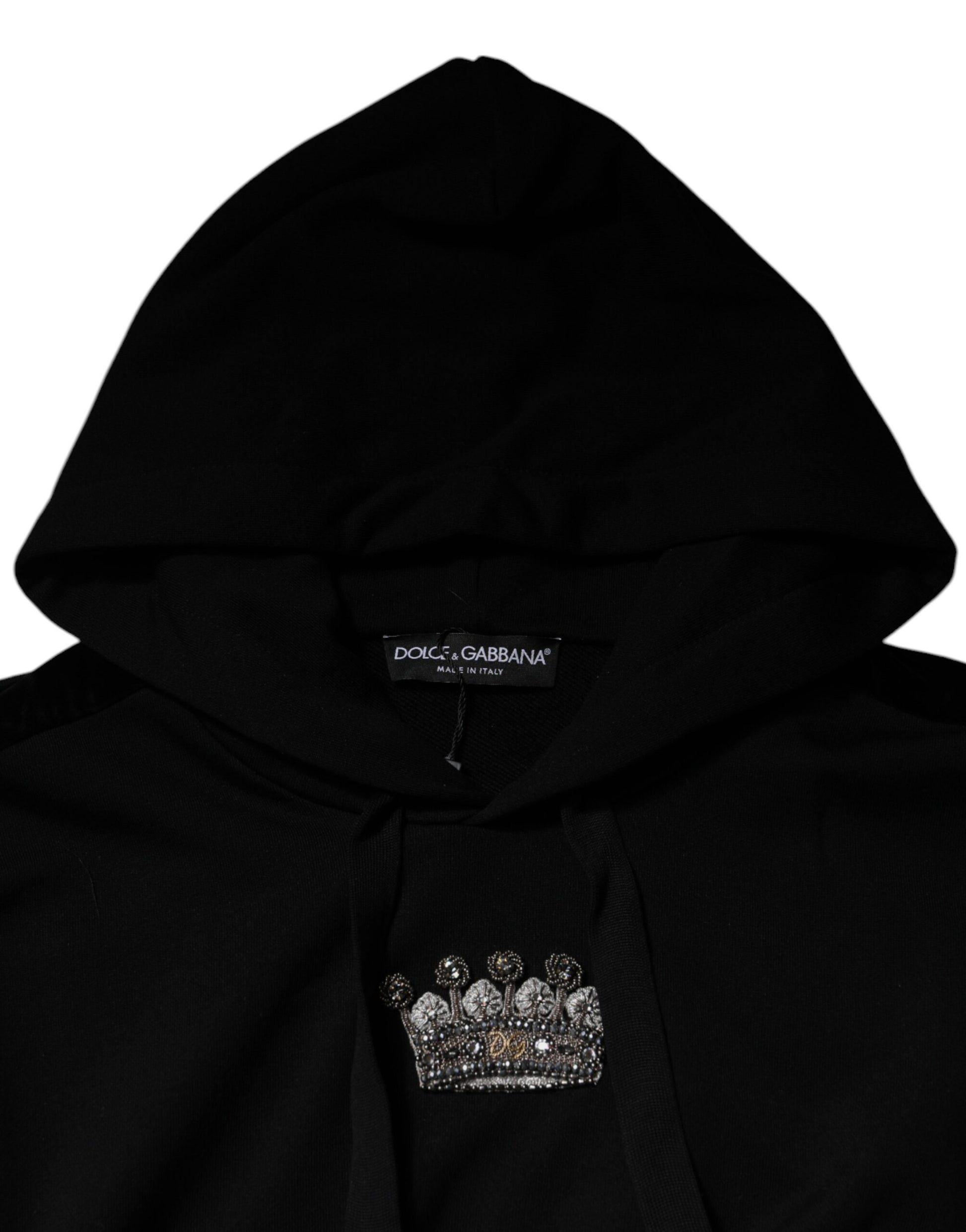 Black Crown Cotton Hooded Sweatshirt Sweater