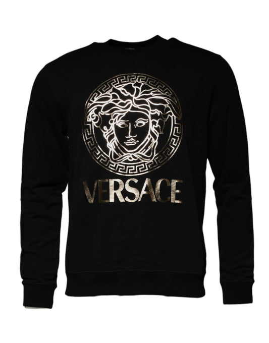 Sudadera negra Medusa Fleece Men Crew Neck Sweater