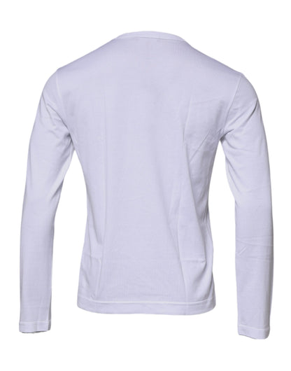 White Logo Crew Neck Cotton Pullover Sweater