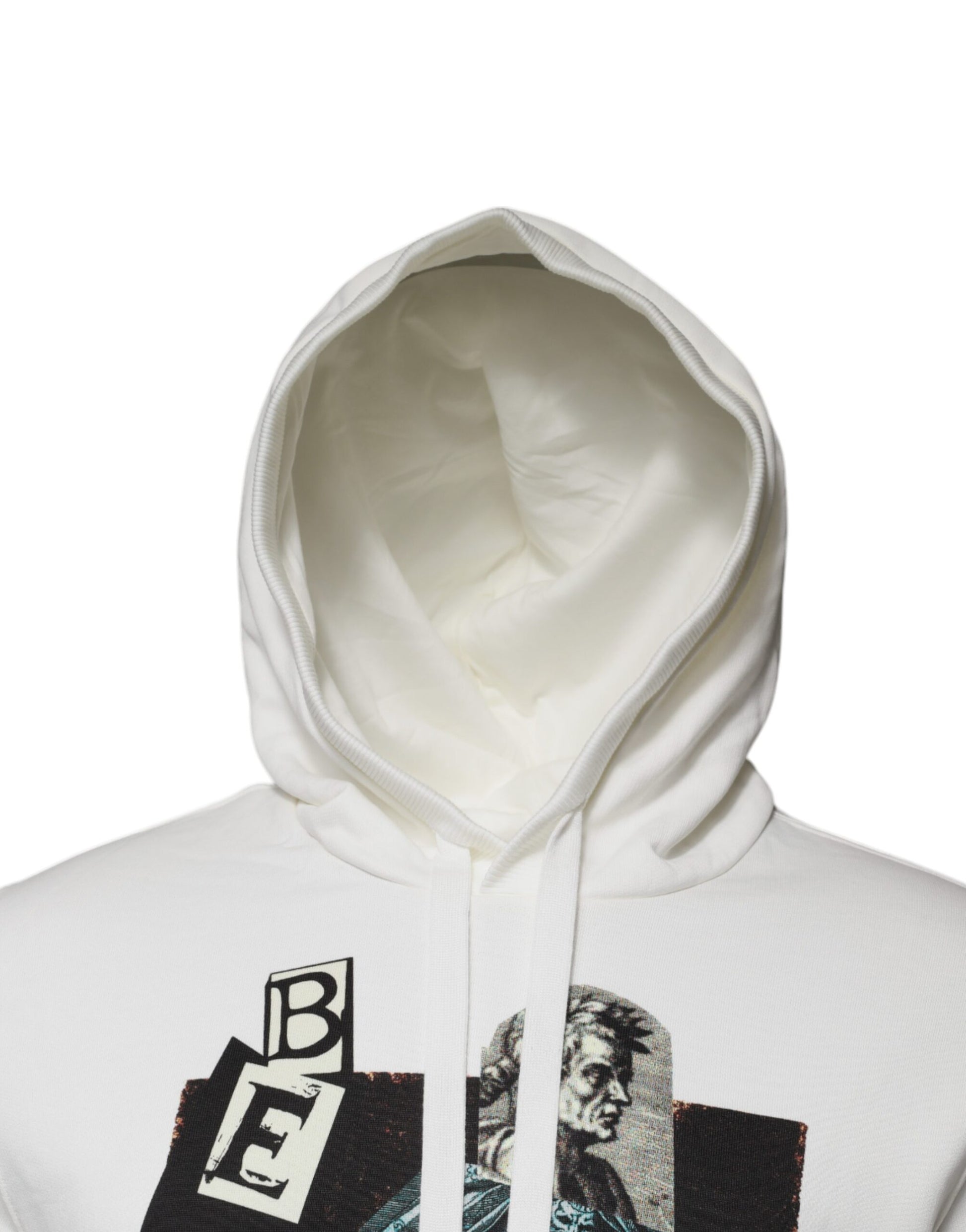 White Caesar Cotton Hooded Pullover Sweater