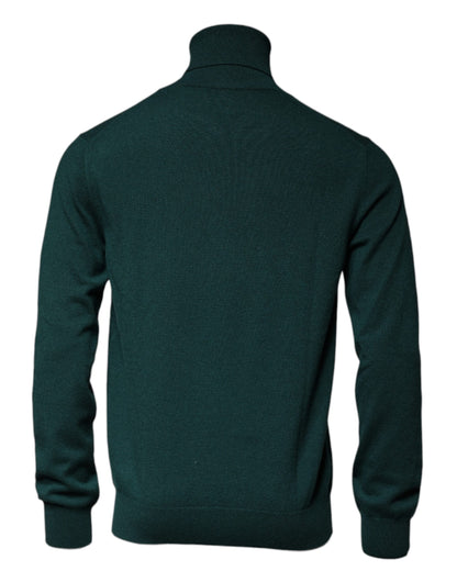 Green Cashmere Turtleneck Men Pullover Sweater