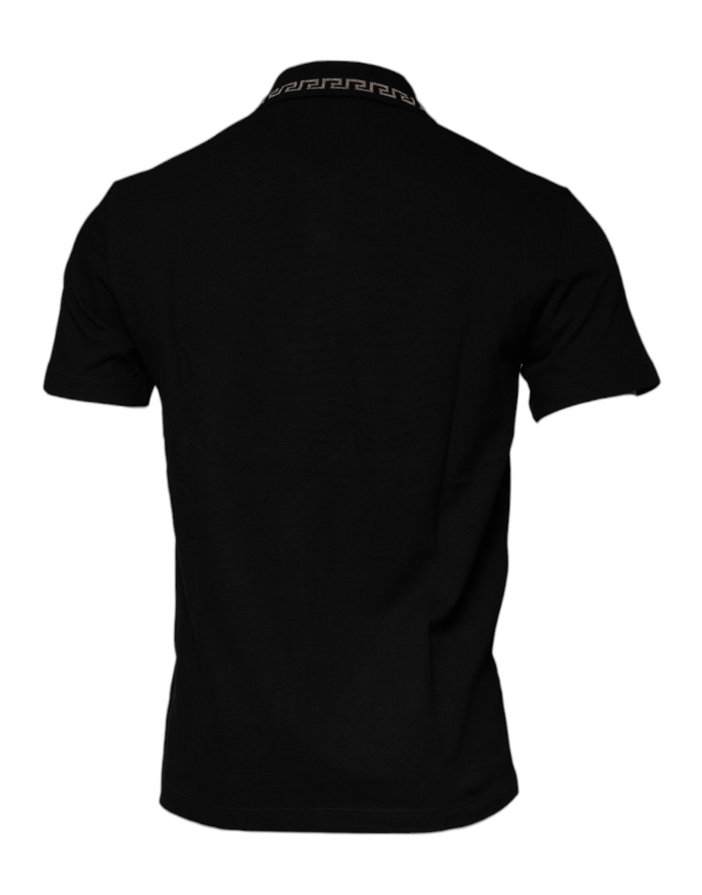 Black Viscose Collared Polo Short Sleeves T-shirt