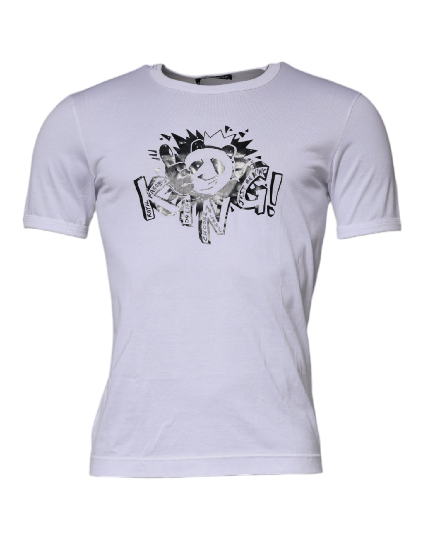 White Panda King Cotton Crew Neck T-shirt