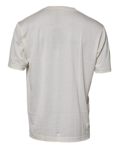 Off White Silk CrewNeck Short Sleeve T-shirt