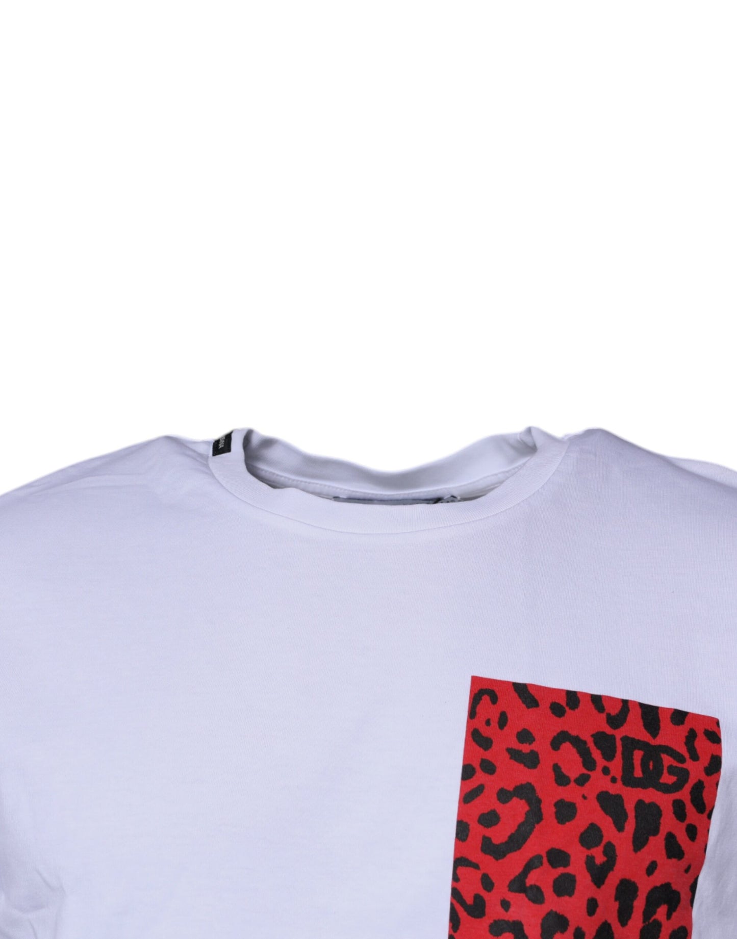 White Red Leopard Cotton Crew Neck T-shirt