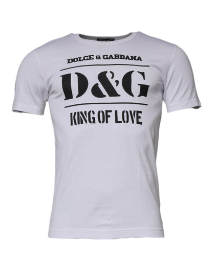 White D&G King Of Love Cotton Crew Neck T-shirt