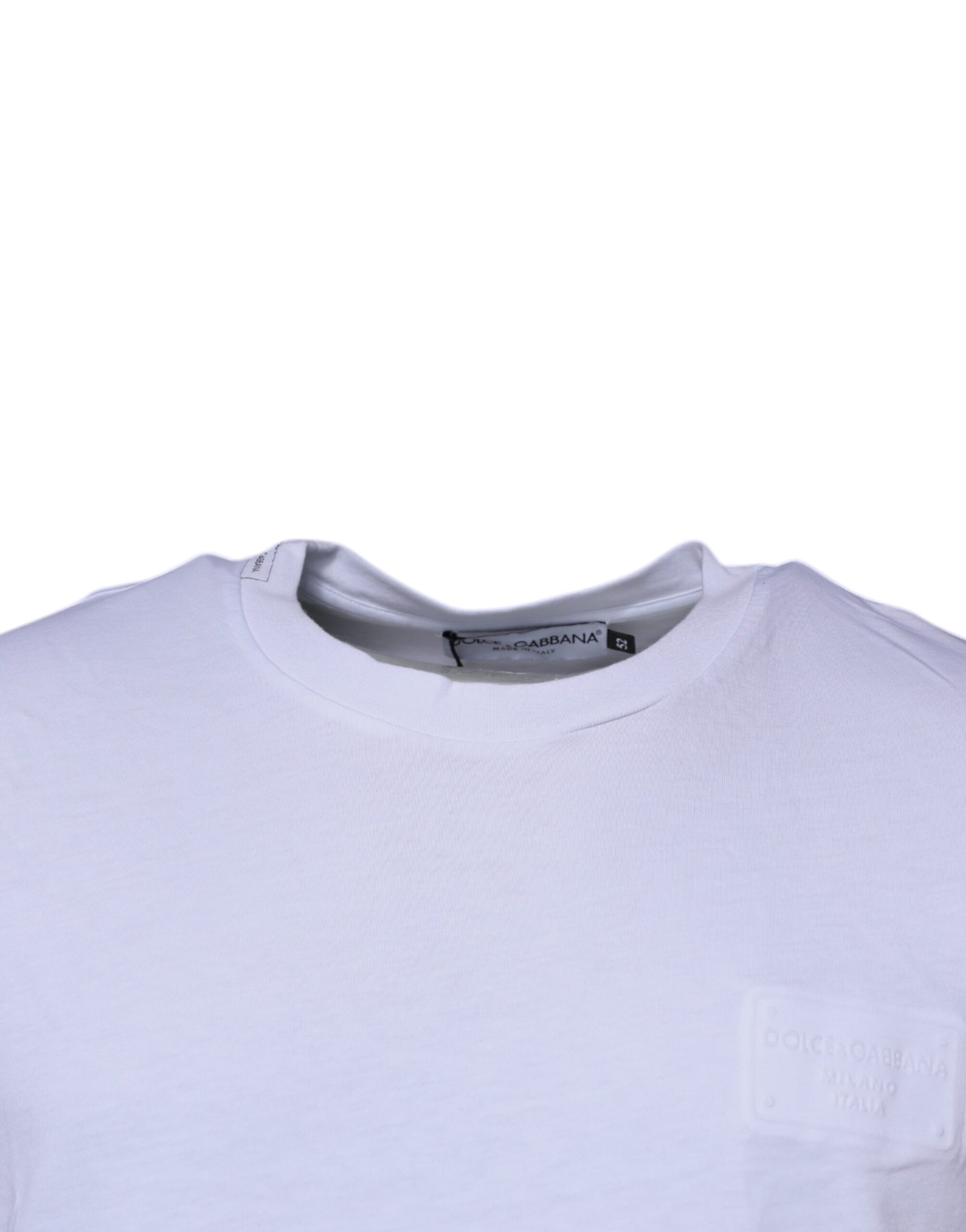 White Logo Patch Cotton Crew Neck T-shirt