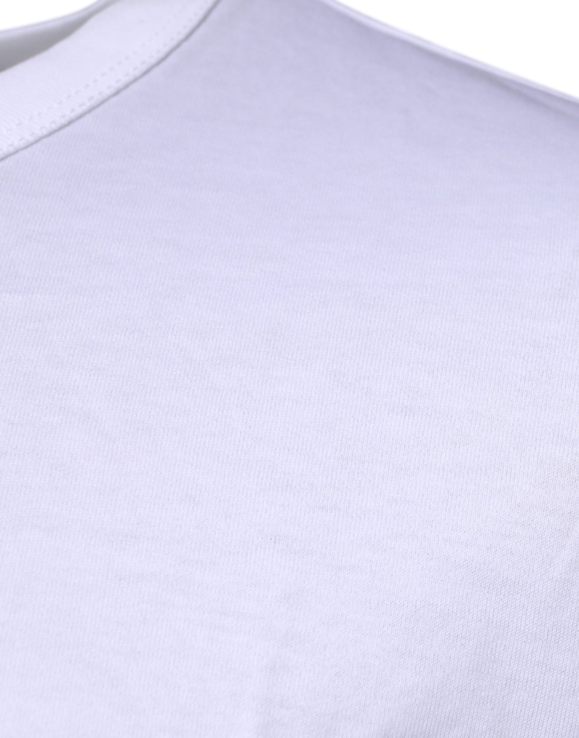 White Cotton Crew Neck Short Sleeves T-shirt