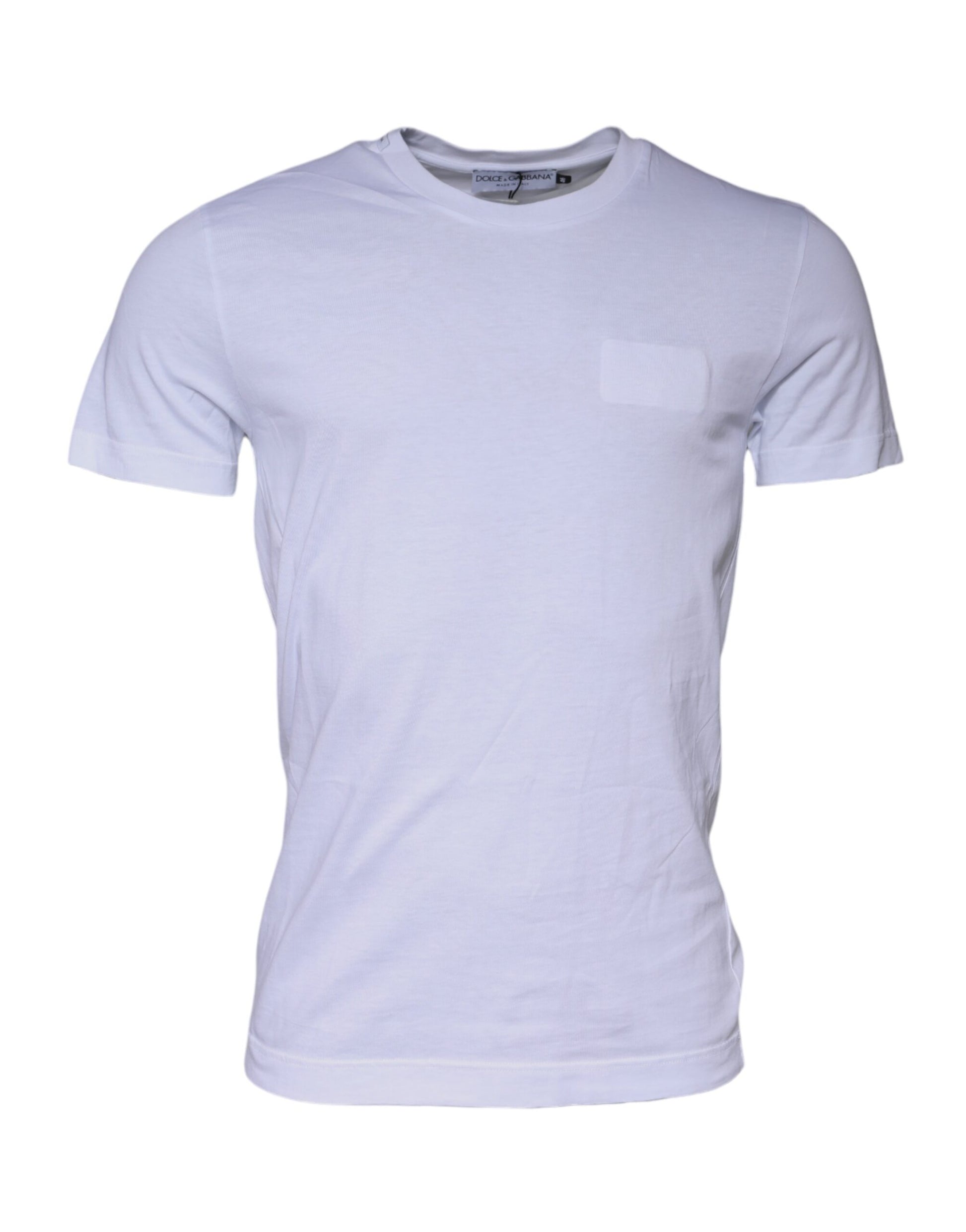 White Cotton Crew Neck Short Sleeves T-shirt