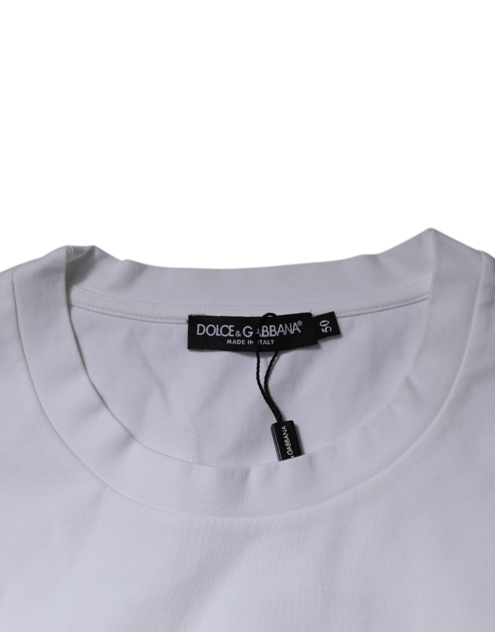 White DG Logo Cotton Crew Neck T-shirt