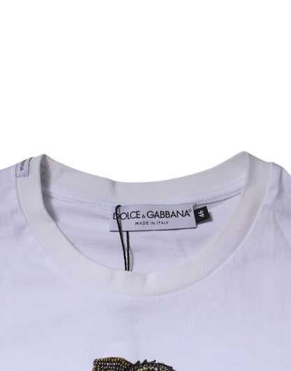 White DG Logo Cotton Crew Neck T-shirt