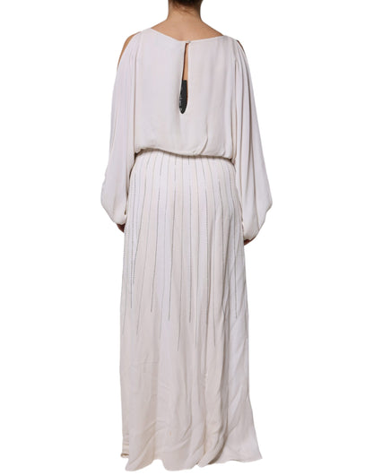 Off White Embellished Long Maxi Dress