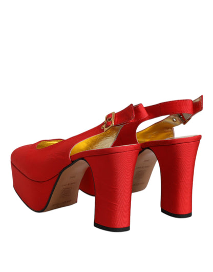 Red Platform Slingback Heels Sandals Shoes