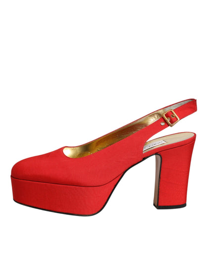 Red Platform Slingback Heels Sandals Shoes