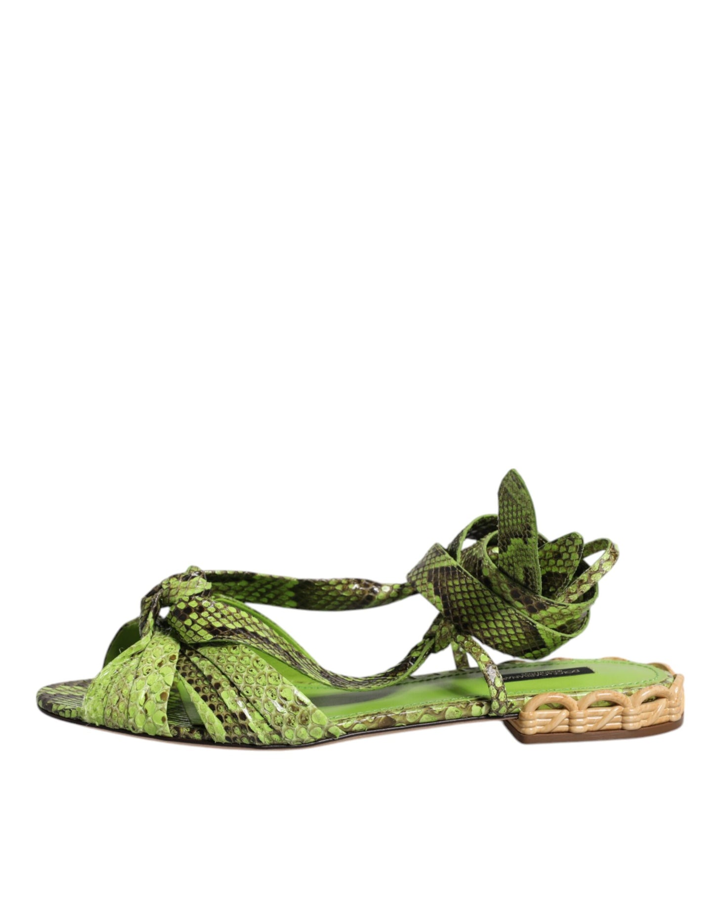 Green Animal Print Ankle Wrap Sandals Shoes