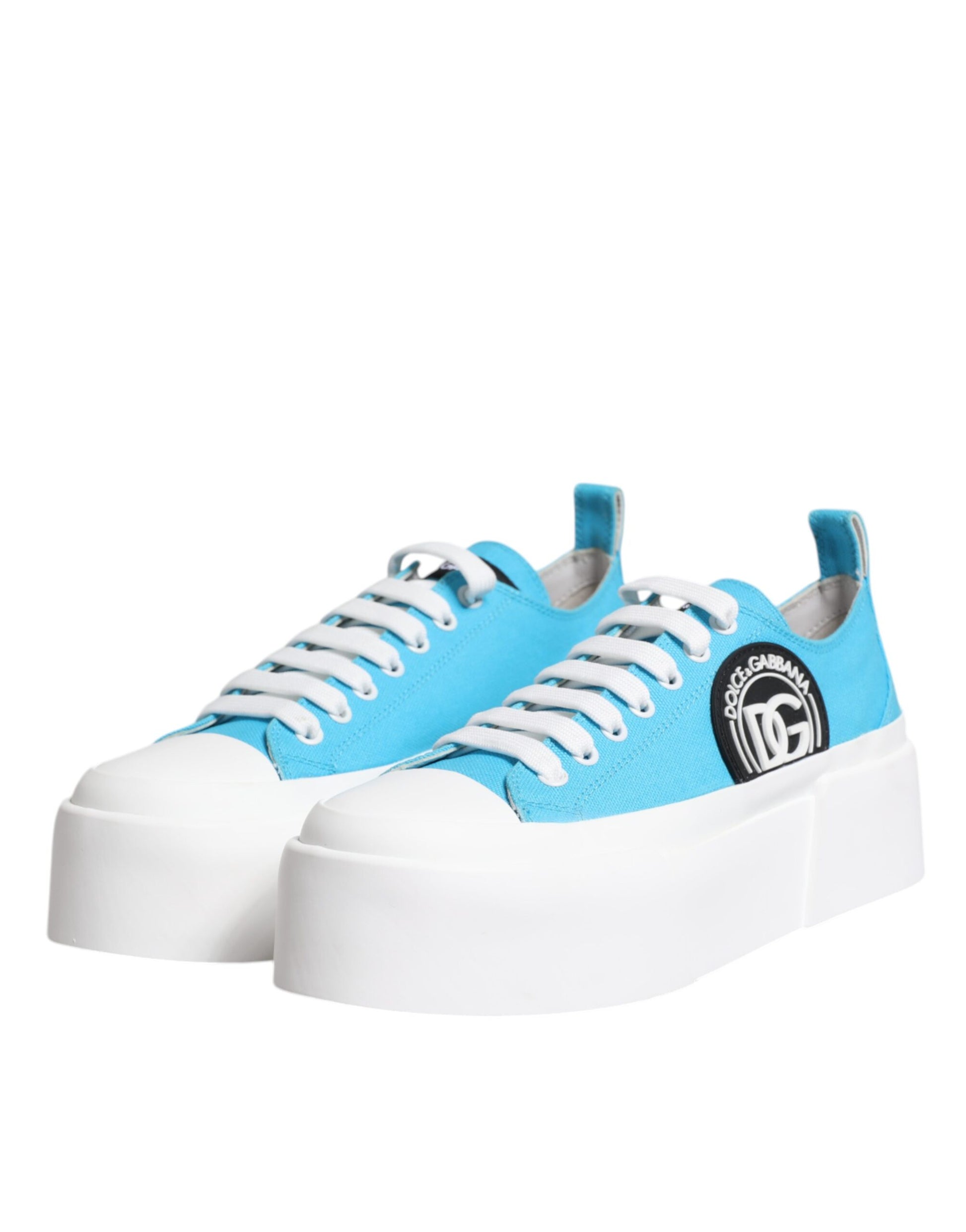 Blue White Canvas Logo Low Top Sneakers Shoes