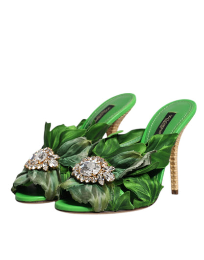 Green Crystal Slides KEIRA Sandal Shoes