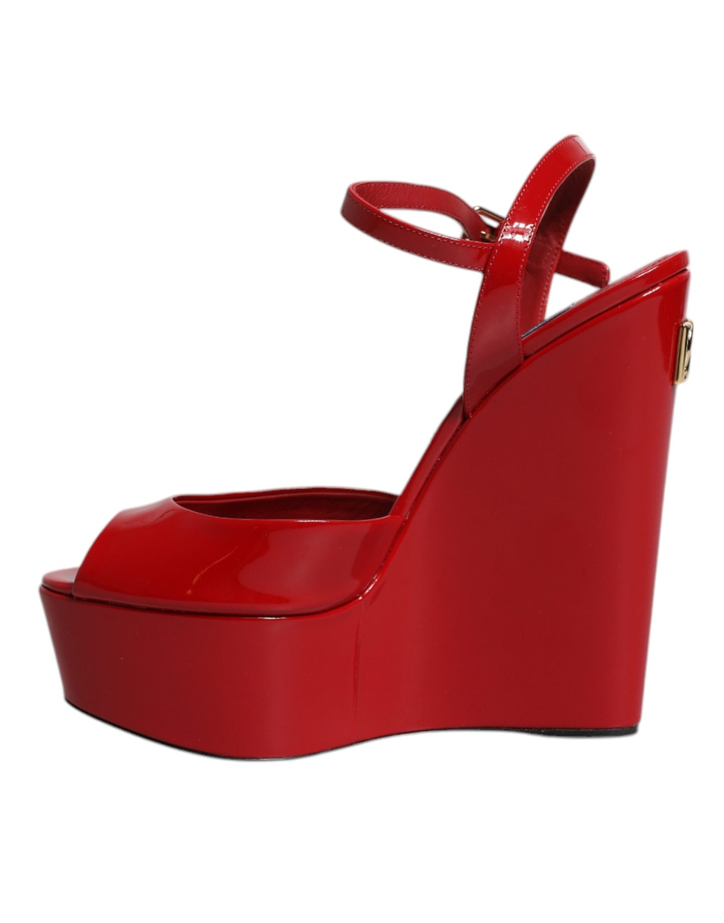 Red Patent Leather Wedges Heels Sandals Shoes