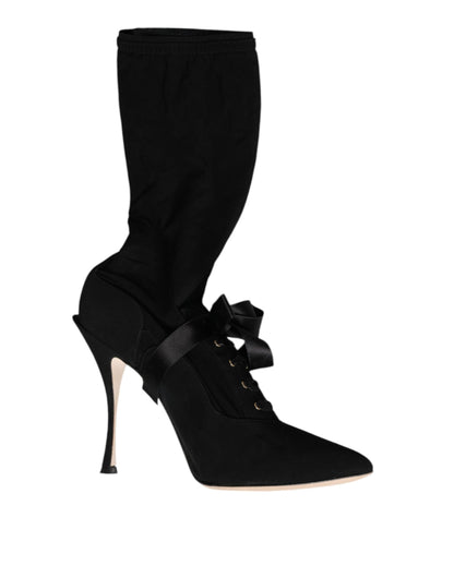 Black Stiletto Heels Mid Calf Boots Shoes