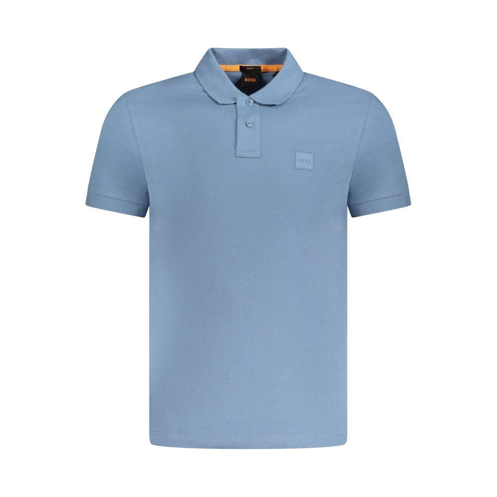 Light Blue Cotton Men Polo Shirt