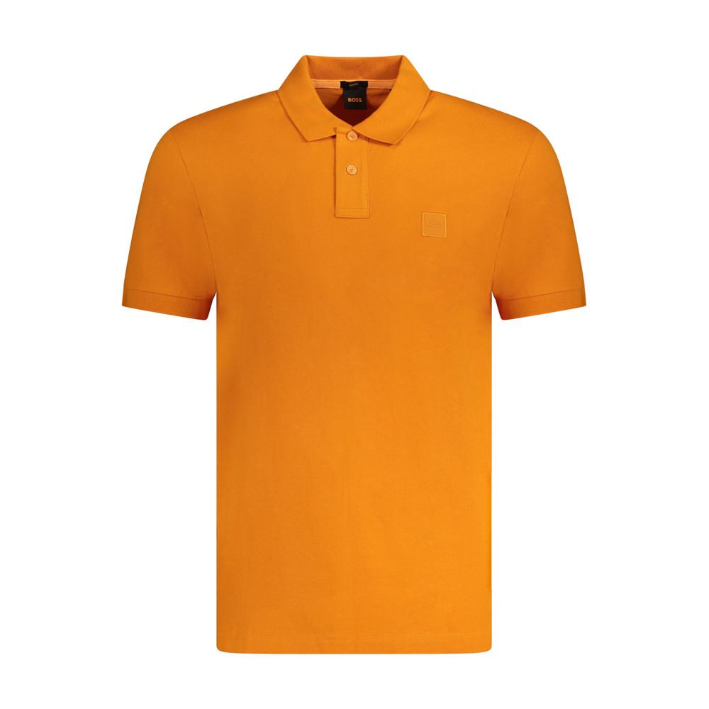 Orange Cotton Men Polo Shirt