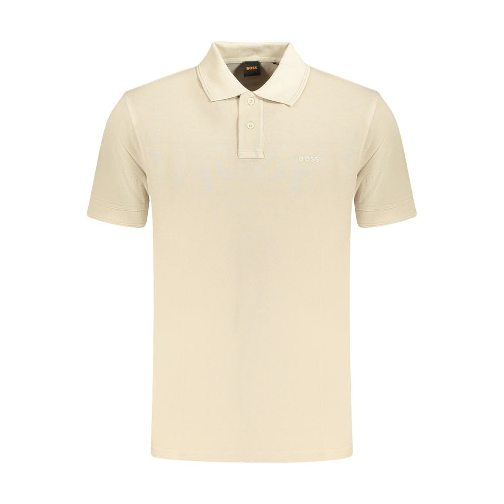 Beige Cotton Men Polo Shirt