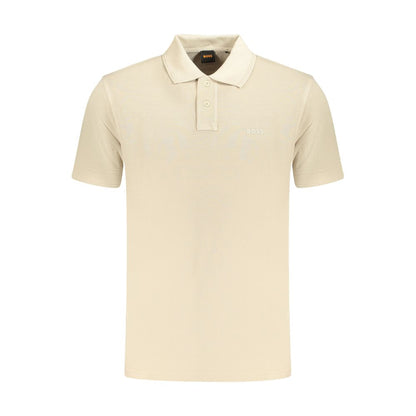 Beige Cotton Men Polo Shirt