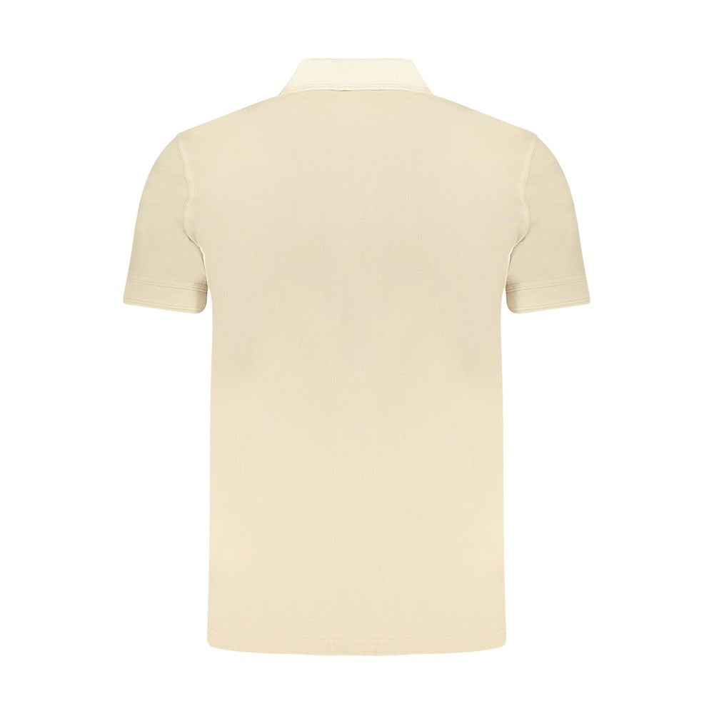 Beige Cotton Men Polo Shirt