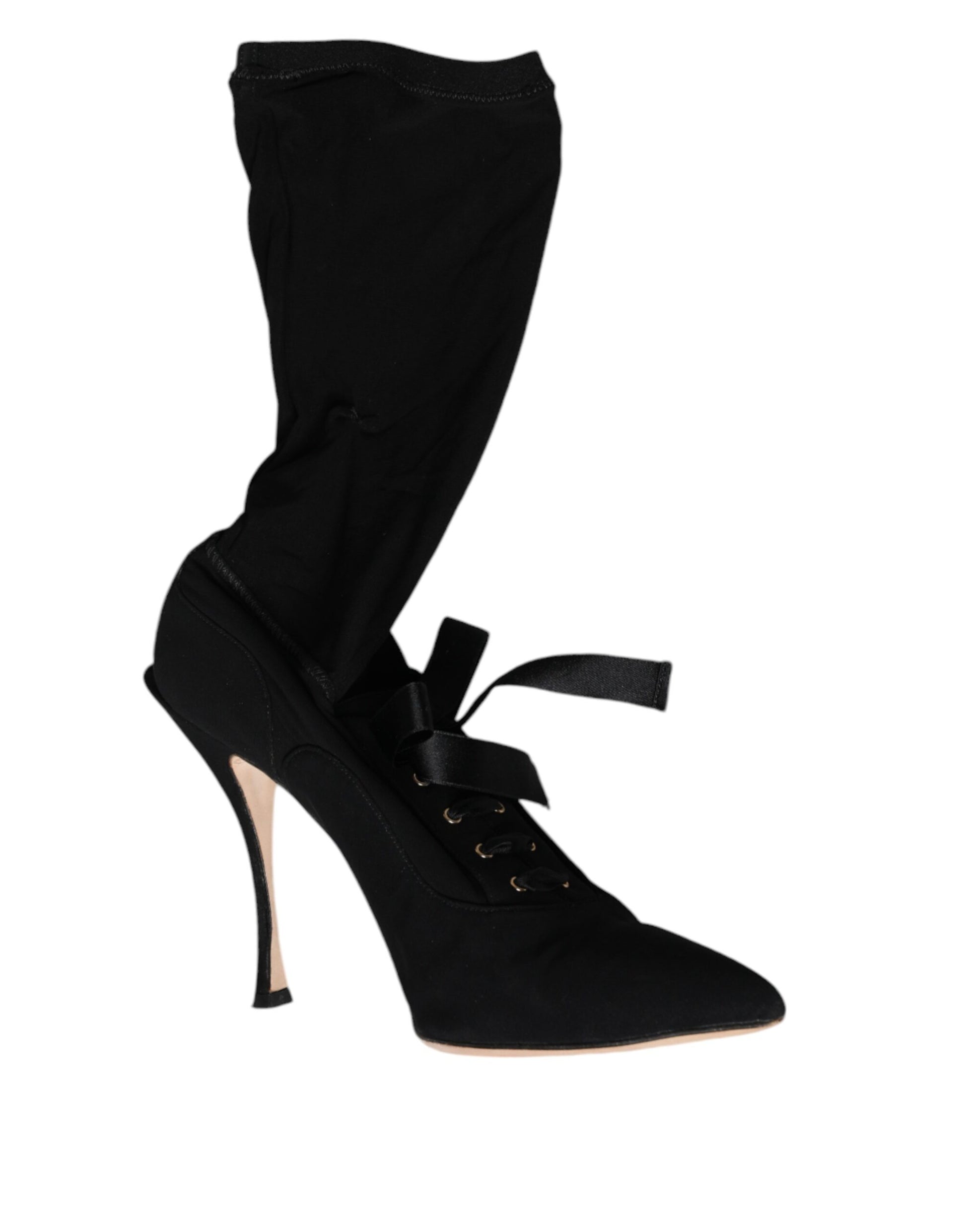 Black Stiletto Heels Mid Calf Boots Shoes