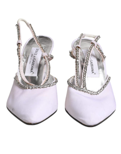 White Strass Crystal Slingbacks Pumps Shoes