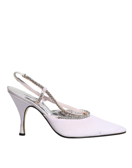 White Strass Crystal Slingbacks Pumps Shoes