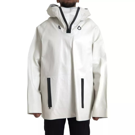 Chaqueta impermeable de piel blanca para hombre Blouson