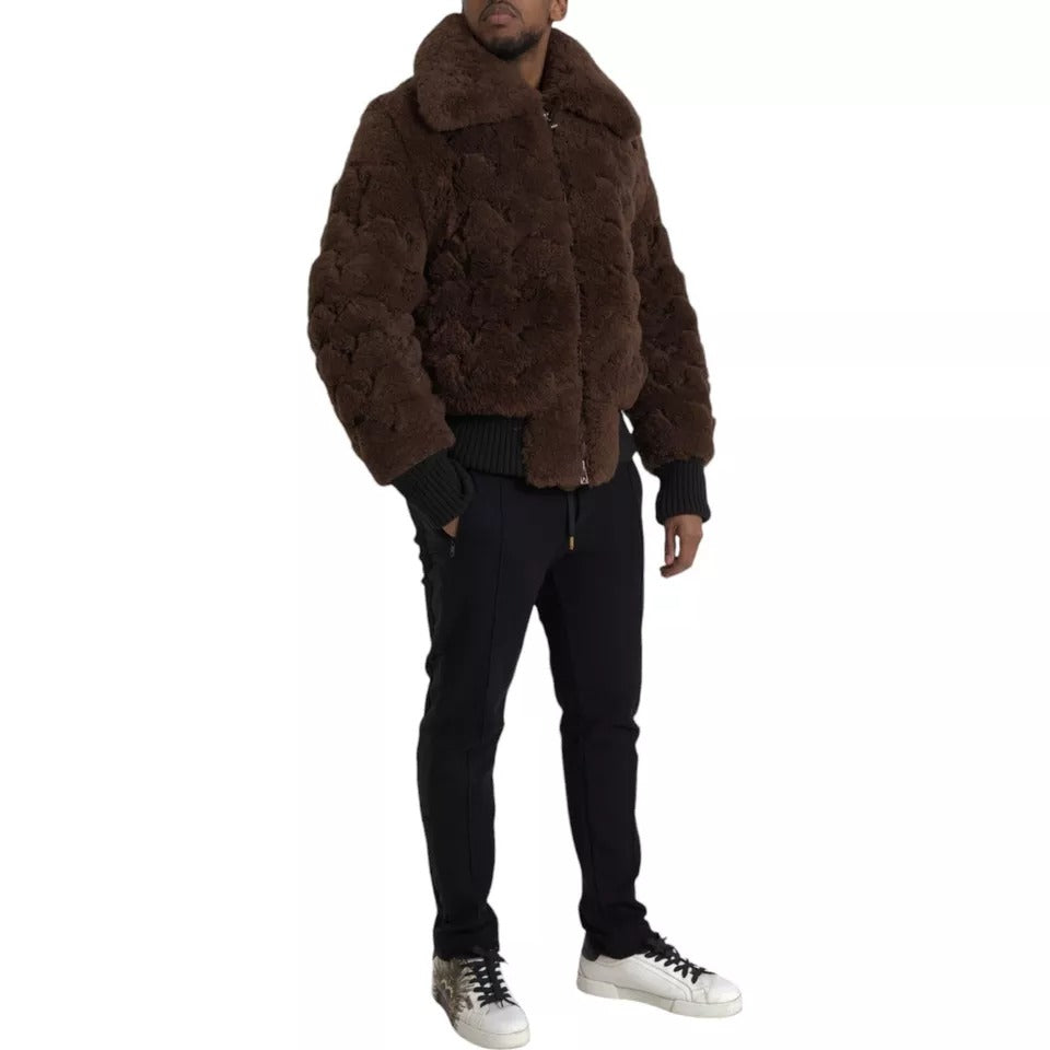 Brown Fur Lamb Shearling Coat Jacket