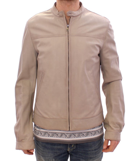 Elegante chaqueta de piel de cordero color beige