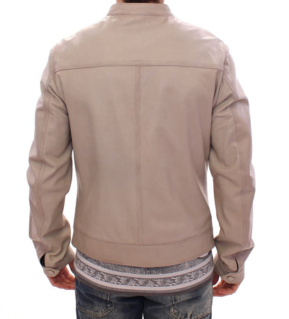 Elegante chaqueta de piel de cordero color beige