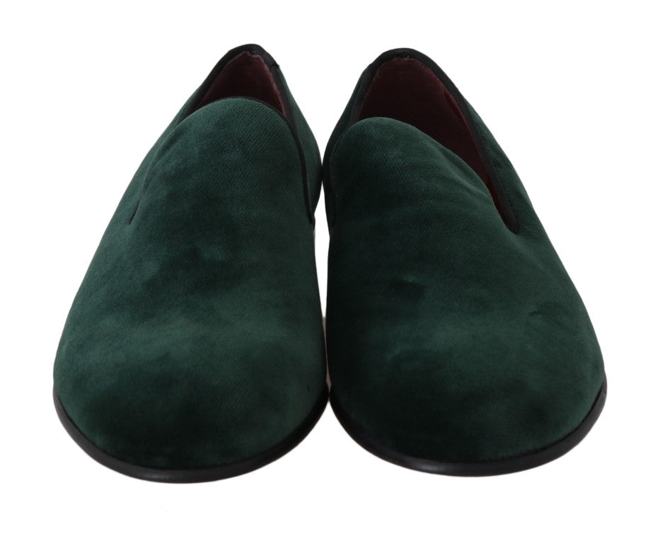 Elegant Green Suede Slip-On Loafers