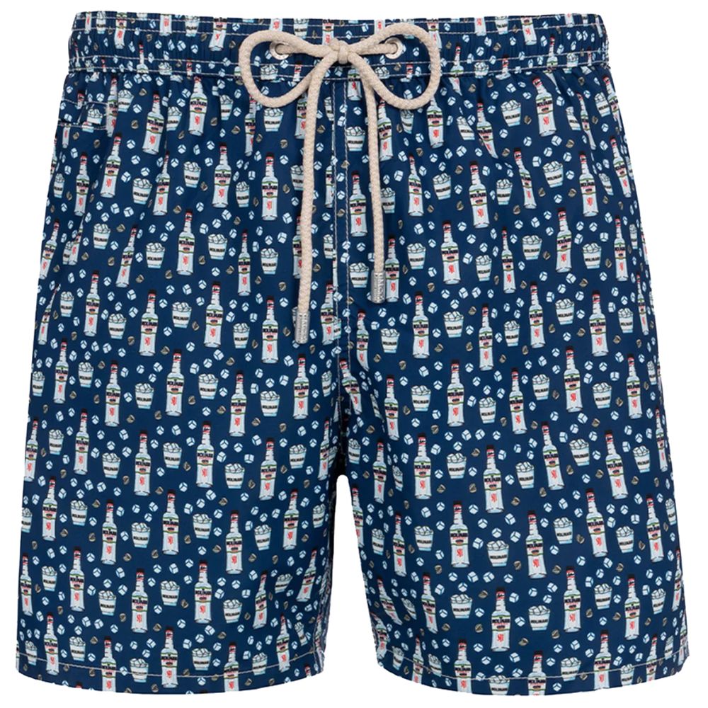 Blue Polyester Men Swim Trunk