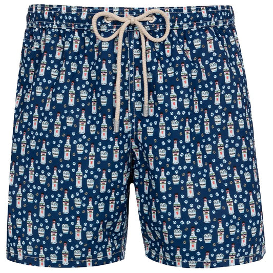 Blue Polyester Men Swim Trunk