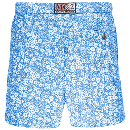 Light Blue Polyester Men Swim Trunk